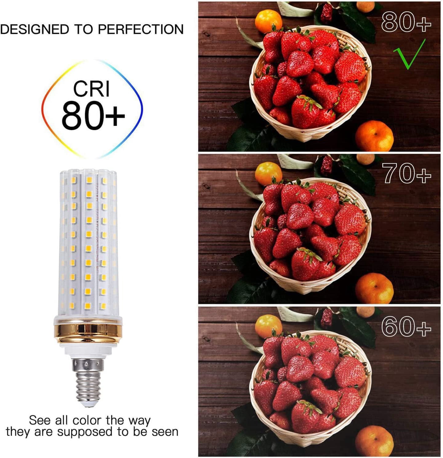 ABCISI E12 LED Light Bulbs,20W Candelabra LED Bulbs 180 Watt Equivalent - 88 LEDs 2835 SMD 1800lm 6000K Daylight White Decorative Candle Base E12 LED Chandelier Bulbs,AC85-265V, 4 Pack,