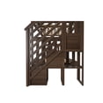 thumbnail image 3 of Max & Lily Twin over Twin Bunk Bed for Kids, Solid Wood Bunk Beds with Stairs and Storage, Walnut, 3 of 12