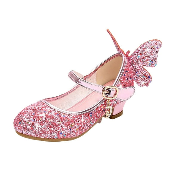 Povozer Girls High Heels Princess Shoes Spring and Autumn Children Show Shoes Girl Glass Shoes(Pink,1.5)