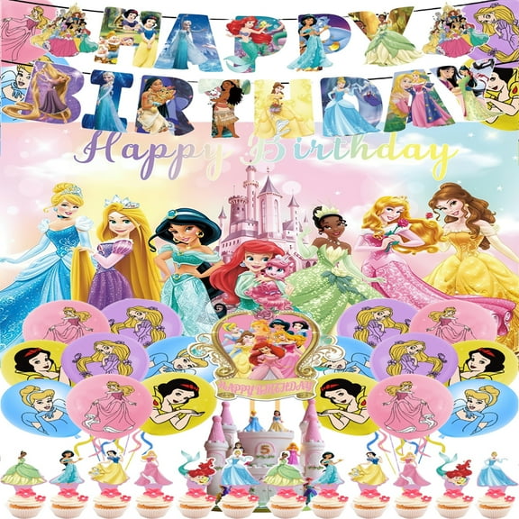 Princess Party Decorations,Princess Birthday Decorations Princess Decorations Princess Banner & xxx Banner, balloon, background cloth etc Princess Birthday Party Supplies