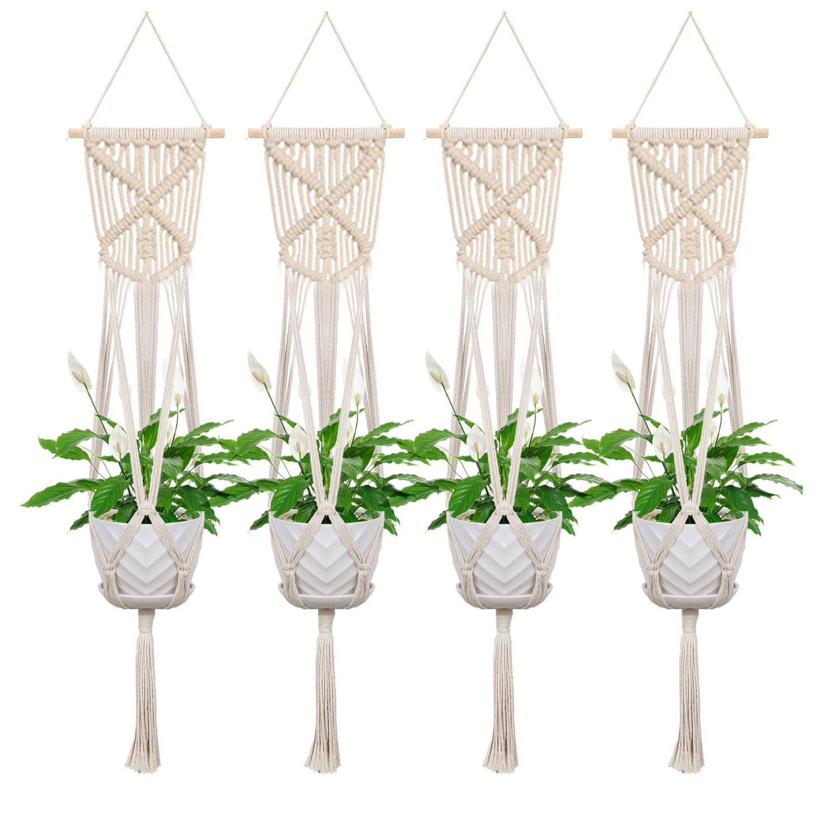 Macrame Plant Hangers Indoor Cotton White Rope Flower Pot Hanging Decor Hot