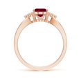thumbnail image 2 of ANGARA Natural Solitaire 1.25 ct Ruby Split Shank Engagement Ring with Trio Diamonds in 14K Rose Gold for Women (Size-8x6mm) | July Birthstone, Anniversary, Jewelry Gift for Women | Natural Ruby Ring, 2 of 9