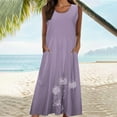 thumbnail image 4 of UPPADA Summer Dresses for Women Sleeveless Solid Casual Baggy Flowy Maxi Linen Dress Plus Size Sundress Elegant Flowy Dresses Loose Comfy Dress with Pockets Purple,M, 4 of 7