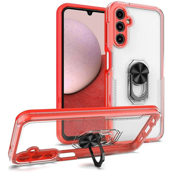 Translucent Series Hybrid Case with Ring Grip for Samsung Galaxy A13 5G - Red