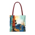 thumbnail image 2 of vintage style Art shopping blue storage tote handbag, 2 of 4