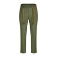 thumbnail image 4 of Men's Slim Fit Casual Pants Elastic Waisted Stretch Flat Front Skinny Dress Long Joggings Workout Outdoor Long Pants with Belt Army Green,XXL, 4 of 6