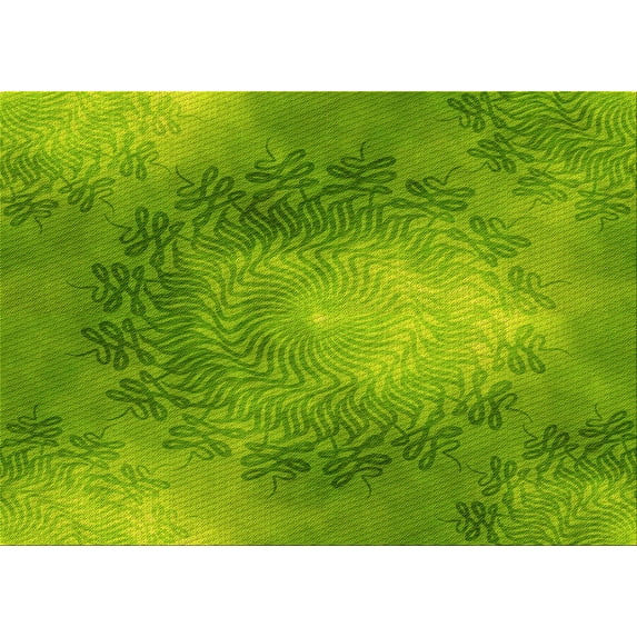 Ahgly Company Indoor Rectangle Patterned Dark Lime Green Area Rugs, 2' x 5'