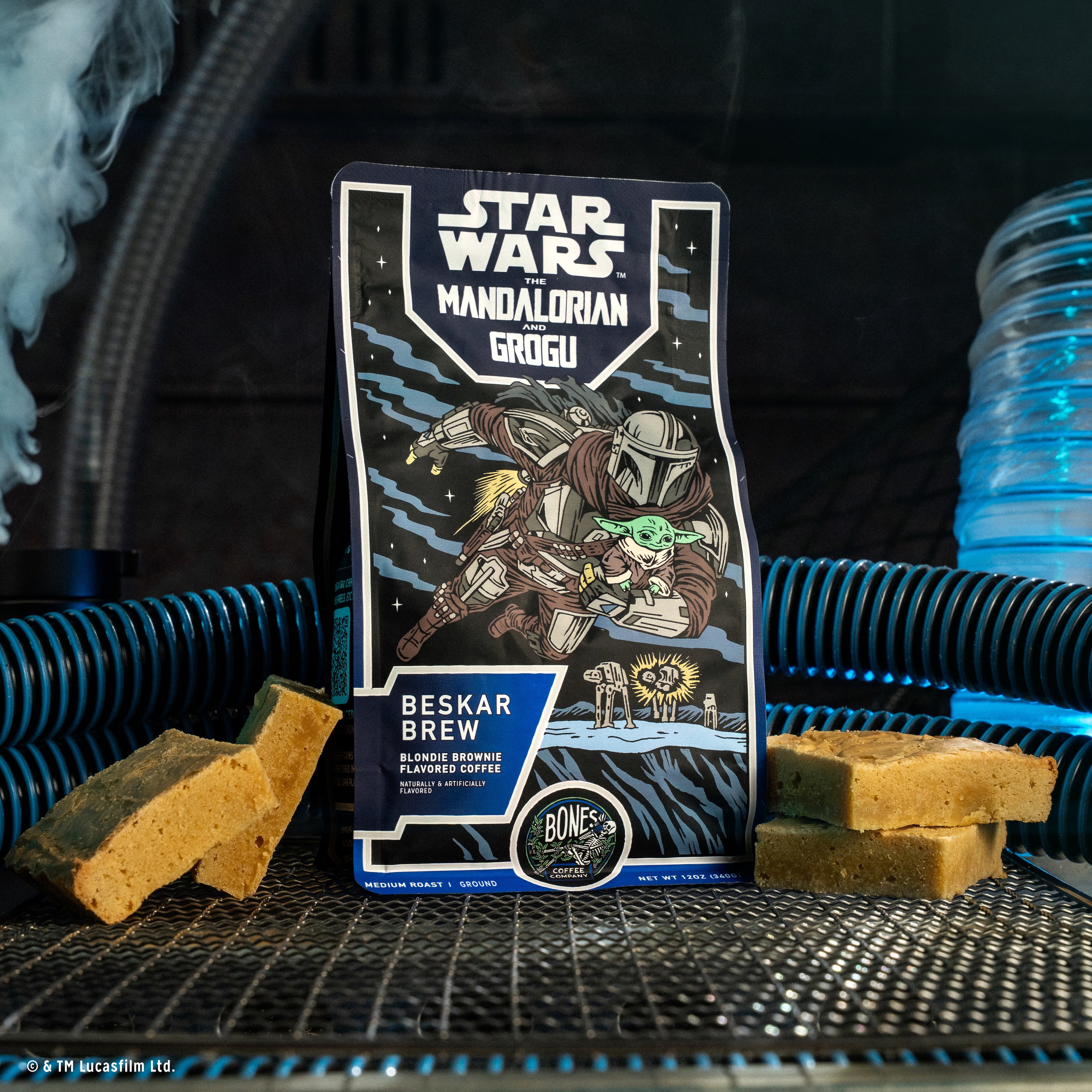 Bones Coffee Beskar Brew Blondie Brownie Flavored Medium Roast Ground Coffee Star Wars Mandalorian & Grogu, 12 oz Bag