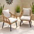 thumbnail image 5 of Afuera Living Outdoor Wicker Club Chair in Brown and Beige (Set of 2), 5 of 12
