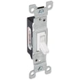 thumbnail image 1 of Interruptor Leviton de 15 amperios, 120 V, unipolar, AC silencioso, blanco, 1 of 5