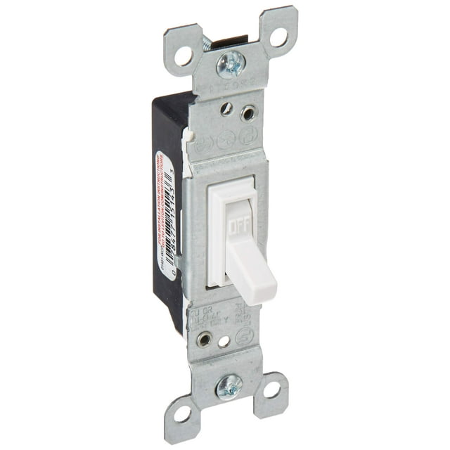 Interruptor Leviton de 15 amperios, 120 V, unipolar, AC silencioso, blanco