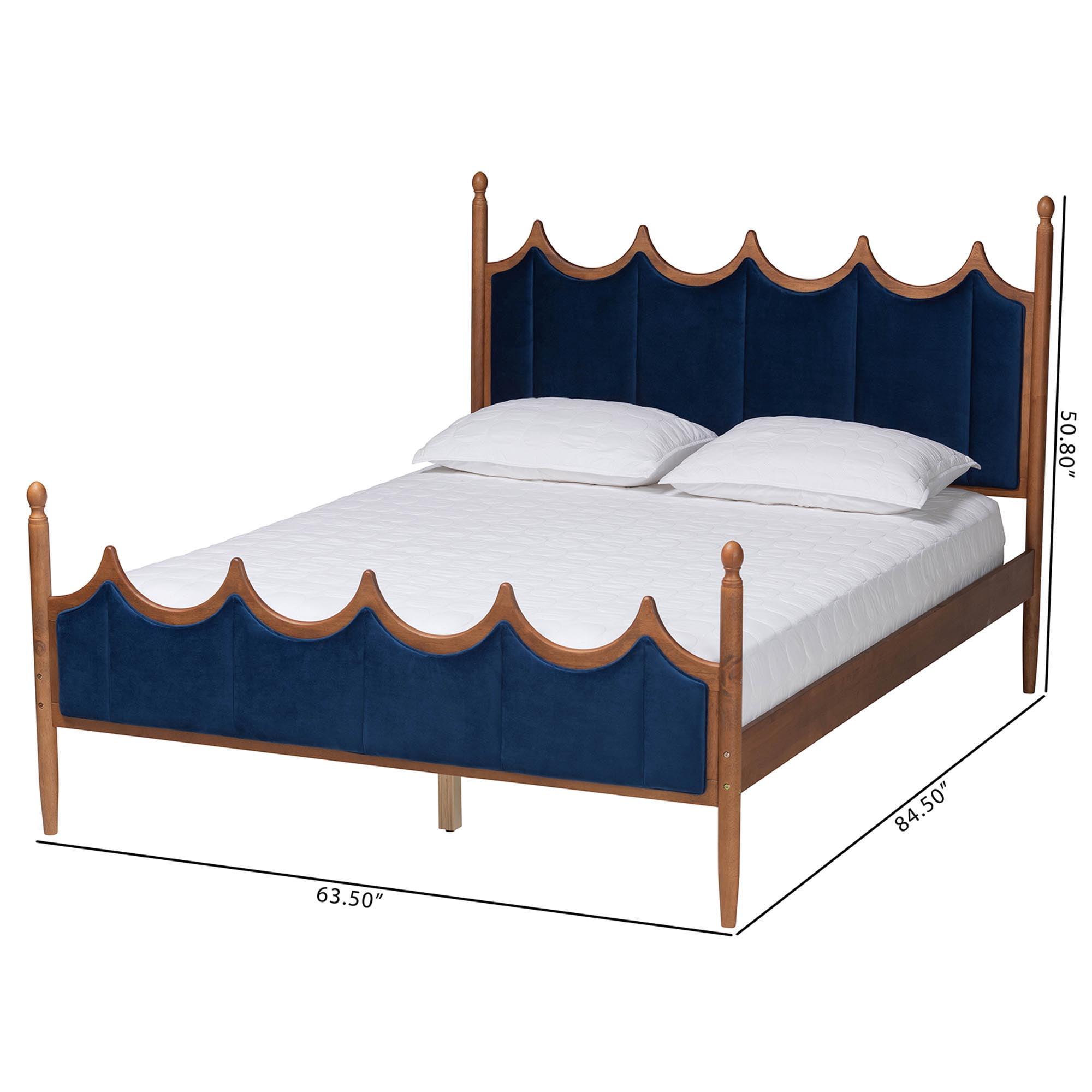 Baxton Studio Calgary Retro-Modern Platform Bed, Queen, Walnut Brown