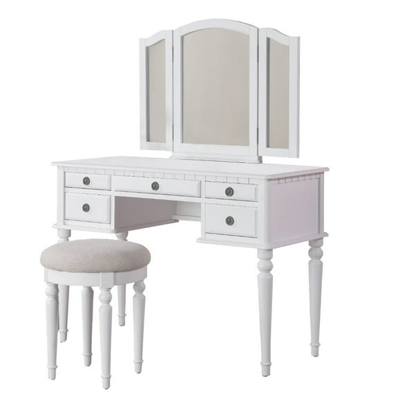 BenJara Wooden Vanity Set With Stool White