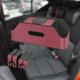 thumbnail image 3 of Organizador de pañuelos para el respaldo del asiento del coche con ganchos de cuero sintético y portavasos. Rojo, 3 of 6