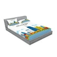 thumbnail image 2 of Ambesonne Landscape Fitted Sheet & Pillow Sham Set, Chicago USA Cartoon, Full, Multicolor, 2 of 2