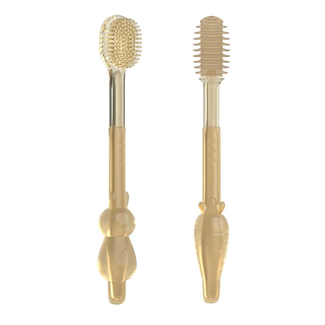 Cepillo de dientes para bebés, dientes deciduos para bebés de 0 a 1 año y medio, revestimiento de lengua de silicona, juego de dedos orales, artefacto de cepillo de dientes de limpieza Wmkox8yii pojnllj69