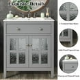thumbnail image 4 of 30 Inch Bathroom Vanity with Ceramic Sink, Modern Freestanding Vanity with Adjustable Shelf, Tip-Out Tray, Solid Wood Legs for Small Bathroom Storage, Gray, 4 of 10