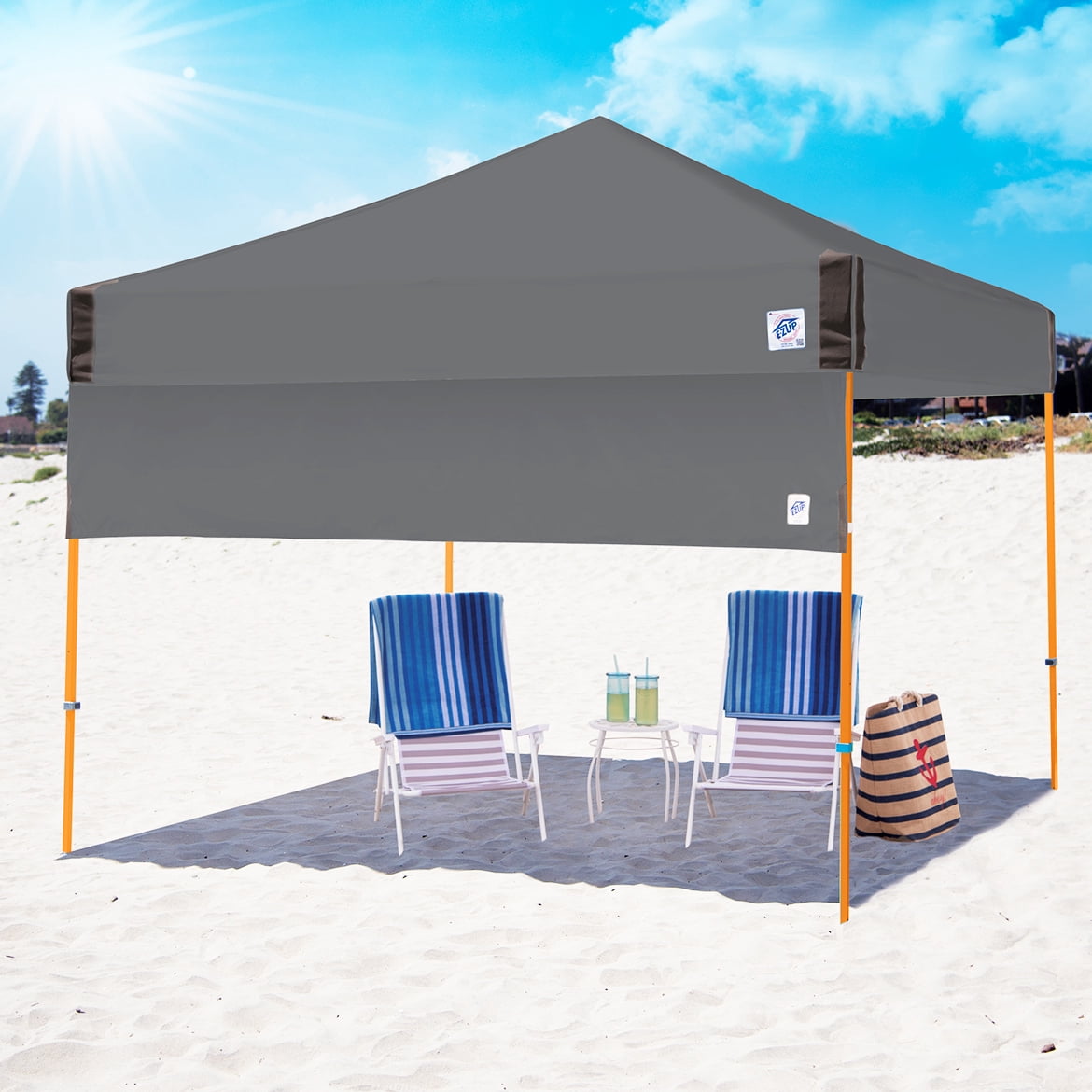 E-Z Up® Recreational Halfwall – Outdoor Halfwall fits Straight Leg 10' x 10' Canopy/Shelter, Steel Gray