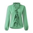 thumbnail image 1 of MAWCLOS Chemises pour Femmes Manches Longues Blouse à Volants Décontractée Bureau Col en V Vert m, 1 of 5