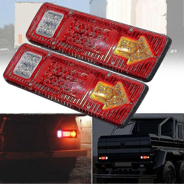 2pcs 12v Truck Trailer Tail Light 19 Led Waterproof Brake Light Reverse Turn Signals Taillights License Lights For Camper Trailer Van Snowmobile G