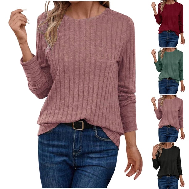 Tops básicos para mujer,Blusa informal con capucha para mujer, manga 3/4, cuello redondo, mezcla de poliéster suave, para uso diario y en casa, sopatenor