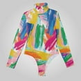 thumbnail image 2 of Graffiti Colorful Women's Bodysuit Jumpsuit Mock Turtle Neck Long Sleeve TopsOne Piece Leotards Shirt Yoga Outfits, 2 of 8