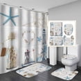thumbnail image 1 of Juego de 4 cortinas de ducha con diseño de tortuga marina verde, peces tropicales, caballitos de mar, medusas, estrellas de mar, corales, animales del océano, decoración submarina para baño, cortina, 1 of 7