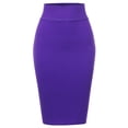 thumbnail image 2 of A2Y Women's Basic Solid Ponte Knee Length Slit Techno Span High Waist Pencil Skirt Purple 3XL, 2 of 3