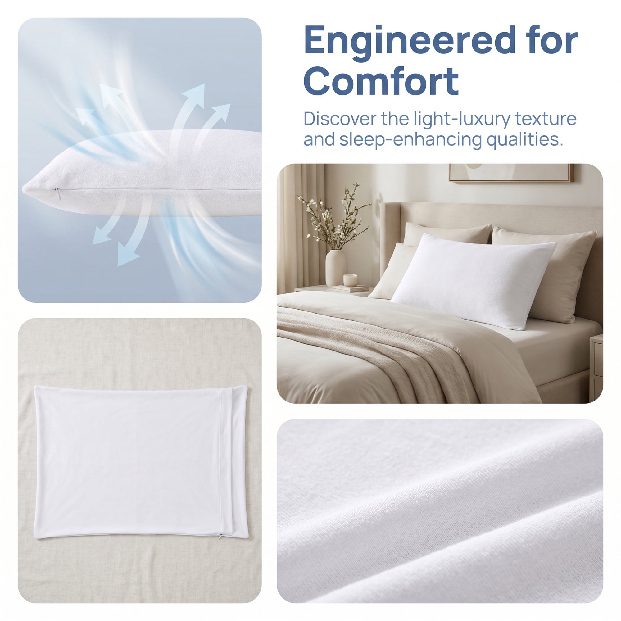 Unique Bargains 2Pcs Standard Size Waterproof Polyester Pillowcases Queen White 20" x 36"