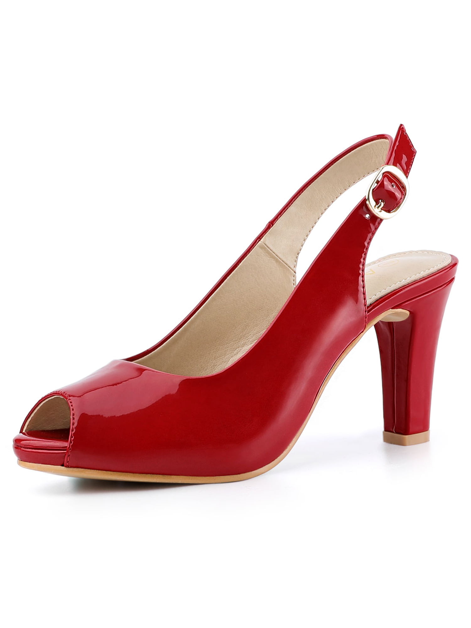 red closed toe block heels