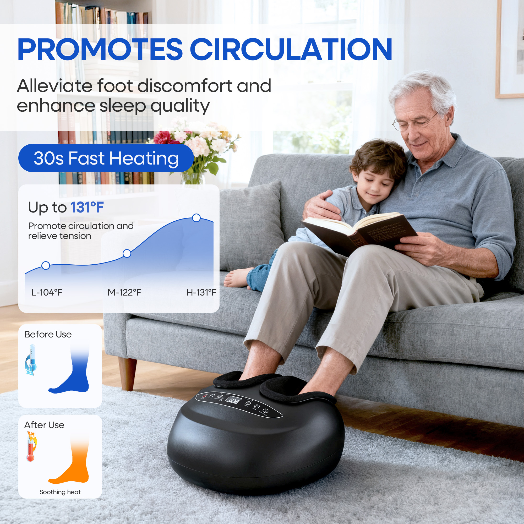 Furnibear Shiatsu Foot Massager Machine with Heat, Rolling, Deep Kneading, Shiatsu Foot Massager,Birthday Christmas Gifts for Mom Dad Women Men