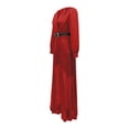 thumbnail image 7 of Jumpsuit Women Long Sleeve Sparkly Jumper V Neck Belted Wide Leg Pants Sets Evening Jumpsuit,Red Polyester Jumpsuit For Women L, 7 of 7