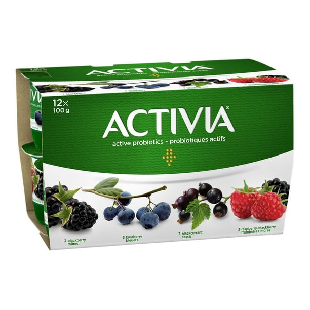 Activia Yogourt probiotique, Mûres / Bleuet / Cassis / Baies, (emballage de 12) 12 x 100g