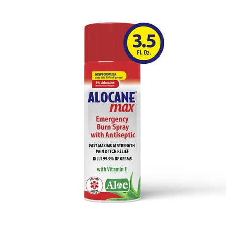 ALOCANE® Max Maximum Strength Emergency Burn Spray with Antiseptic, 4% Lidocaine Burn Care, 3.5 fl oz