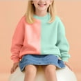 thumbnail image 4 of AUNVITO Kids Fleece Pullover Color Block Print Long Sleeve Crewneck Sweatshirt Cozy Winter Casual Top 2-14Y, 4 of 6