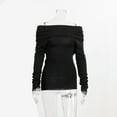 thumbnail image 4 of Timegard Going out Tops for Women off the Shoulder Long Sleeve Slim Blouse Fall Winter Casual Comfy Top, 4 of 5