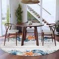 thumbnail image 4 of Summer Sea Shell Round Living Room Rugs 7 ft, Nautical Ocean Watercolor Starfish Coral Wood Grain Washable Area Rug with Non-Slip Sturdy Edge Binding Round Carpet for Kitchen Office Bedroom, 4 of 9