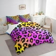 thumbnail image 3 of Manfei Pink Leopard Print Bedding Comforter Set for Girls, Rainbow Gradient Full Bedding Set, Cheetah Print Fitted Sheet Flat Sheet, Super Cozy Room Decor Reversible 7 Pieces, 3 of 8