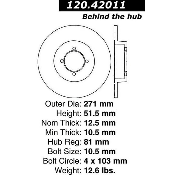 Centric Parts Disc Brake Rotor P/N:120.42011