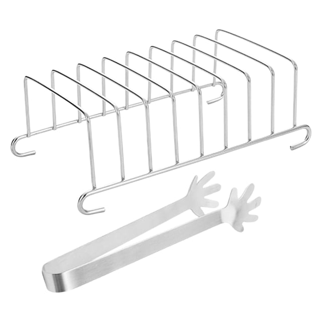 Juego de rejilla para tostar y pinzas de acero inoxidable para freidora de aire, multifuncional y portátil, ideal para tostadas y brochetas.