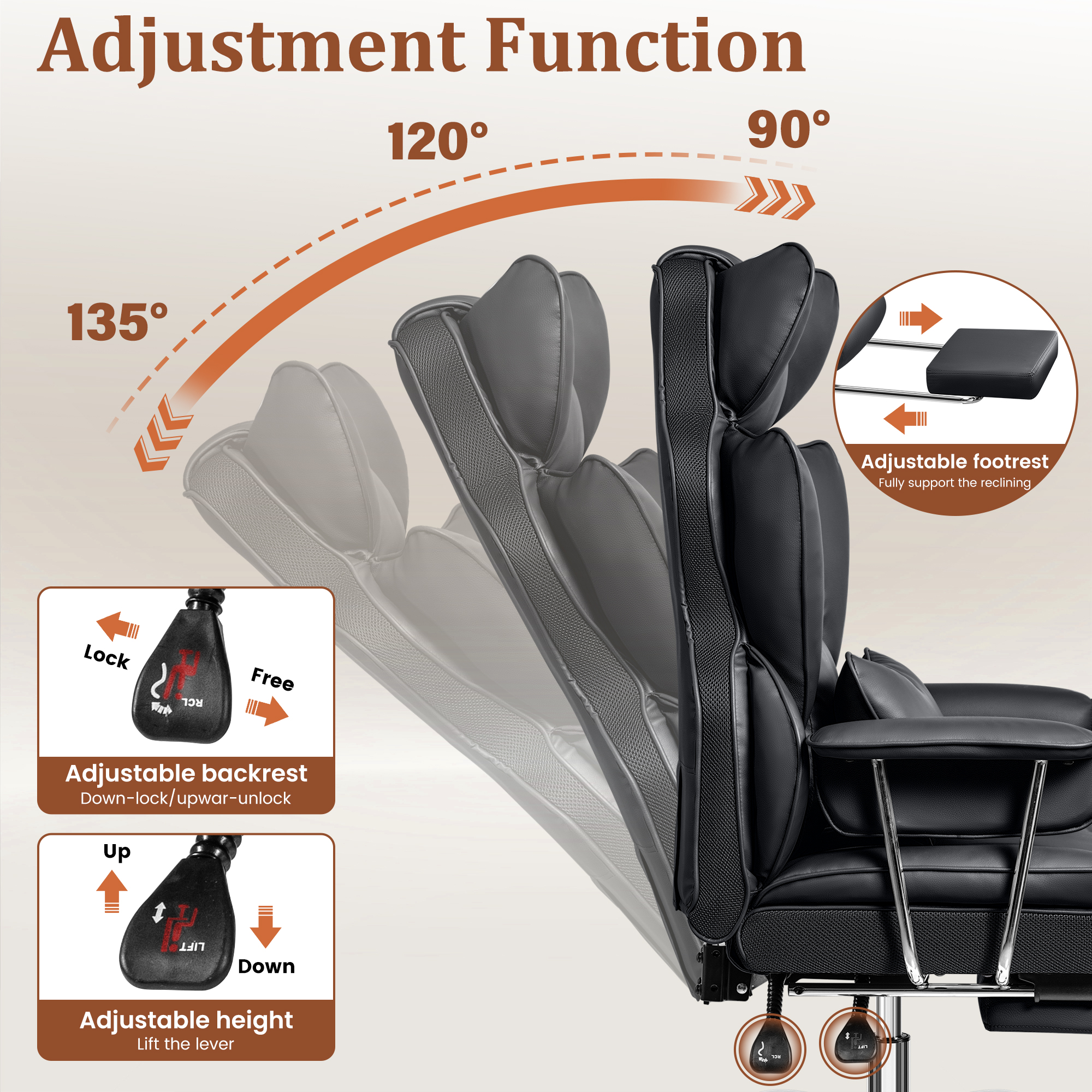 Coolhut Big and Tall Office Chair 500 lbs, Black photo 4