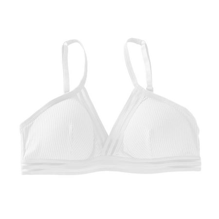 

Womens Triangle Cup Bra Hollow Out Striped Band Ribbed Back Closure Underwear