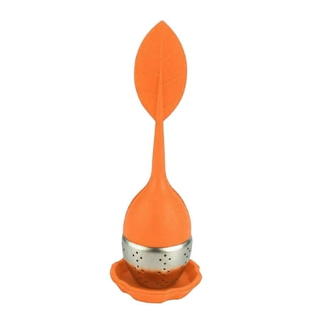 

Tea Filter Tea Infuser Silicone Handle Stainless Steel Tea Ball Strainer with Drip Tray Tea Strainers Orange
