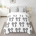 thumbnail image 3 of Homewish Cartoon Bowknot Ribbon 7-Piece Twin Bedding Sets,Cute Bowtie Bow Bedding Comforter Set,White Black Sheet Sets For Kids,Breathable Home Decor Reversible, 3 of 9