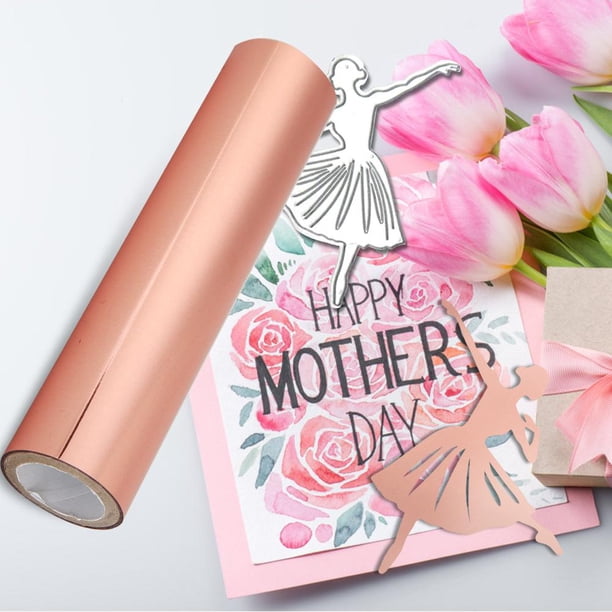 Papel Aluminio Papel de aluminio para estampado en caliente de 5 m, transferencia de calor holográfica, artesanía DIY (oro rosa) Wdftyju Libre de BPA
