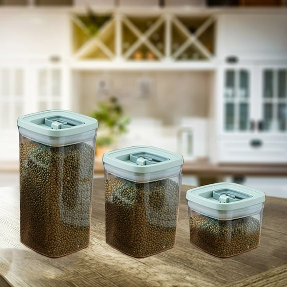Pantry Storage Containers1PC,Airtight Food Canisters11.50x8.20in,Clear Plastic Kitchen Organization for Dry Goods, Stackable Design Saves Cabinet Space(Green)