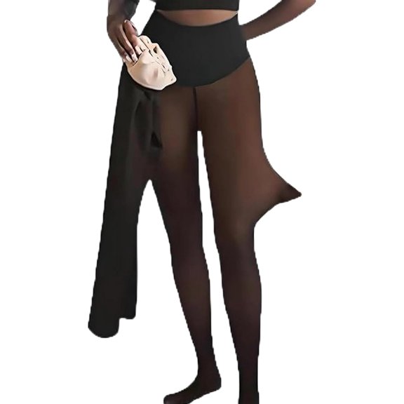 New Compression Band & One Seam Option, The Original Fleece Lined Leggings, Bare-Leg Look Fleece Lined Tights for Women