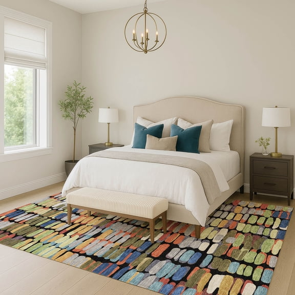 Addison Rugs Chantille Indoor/Outdoor Transitional Abstract Black Machine Washable Rectangle Rug, 10' x 14'