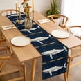 thumbnail image 4 of Animal Motif Table Runner 13 x 48 Inch, Vintage Theme Whale Watercolor Washable Cotton Linen Dining Table Runner Tabletop Decorations for Restaurant Home Kitchen Party, 4 of 9