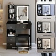 thumbnail image 4 of 29.2" Small Size Left Drawer Desktop Vanity Table + Cushioned Stool, Large Sliding, Touch Control, Tri-color Switching, Brightness Adjust LED Mirror, High Capacity Storage, Suitable for Small Space, 4 of 5